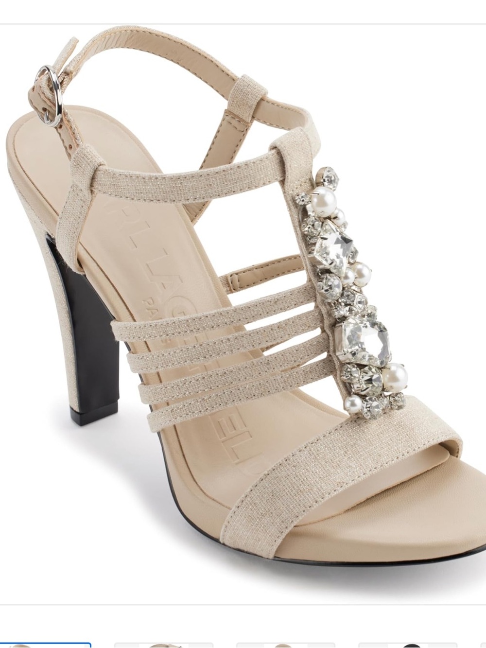 Karl Lagerfeld Paris Women’s Cicely Strappy Embellished glam Dress Sandals 7